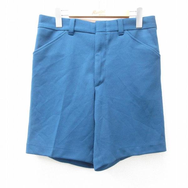 W31/古着 モンゴメリーワード ショート パンツ ショーツ メンズ 80s タロン 紺 ネイビー ...