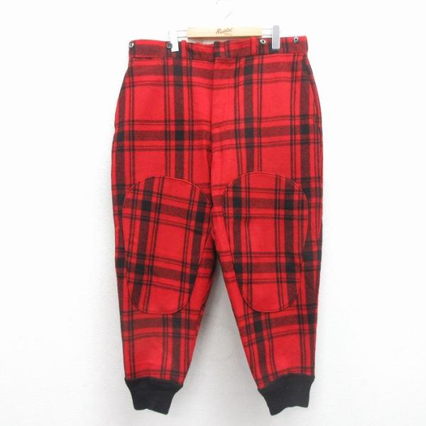 W38/古着 ウールリッチ ビンテージ ハンティング パンツ メンズ 50年代 50s タロン 赤他...