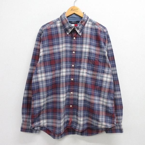 XL/古着 トミーヒルフィガー 長袖 ブランド シャツ メンズ 90s ワンポイントロゴ 大きいサイ...