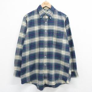 XL/古着 エルエルビーン LLBEAN 長袖 ブランド シャツ メンズ 80s オックスフォード ボタンダウン 緑他 グリーン チェック spe 23aug22｜furugiyarushout