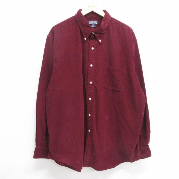 【50%OFF】XL/古着 ランズエンド 長袖 ブランド シャツ メンズ 00s コーデュロイ 大き...