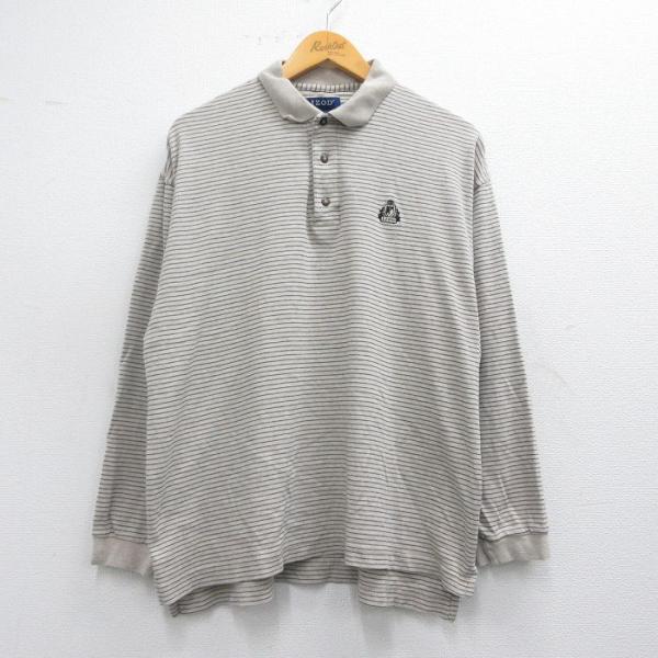 【50%OFF】XL/古着 IZOD 長袖 ブランド ポロ シャツ メンズ ワンポイントロゴ コット...