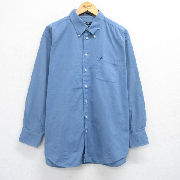 XL/古着 ノーティカ 長袖 ブランド シャツ メンズ 薄紺 ネイビー 25jun30 中古 トップ...
