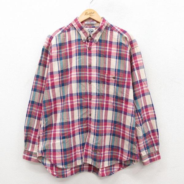 XL/古着 ドッカーズ 長袖 ブランド シャツ メンズ 90年代 90s ワンポイントロゴ コットン...