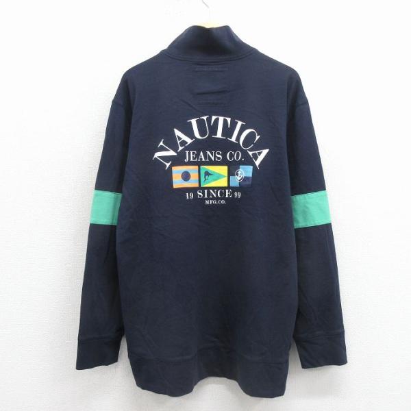 XL/古着 ノーティカ 長袖 ブランド ラガー シャツ メンズ ビッグロゴ コットン 紺 26apr...
