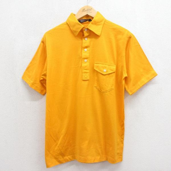 L/古着 ランズエンド 半袖 ブランド ポロ シャツ メンズ 90年代 90s コットン イエロー ...