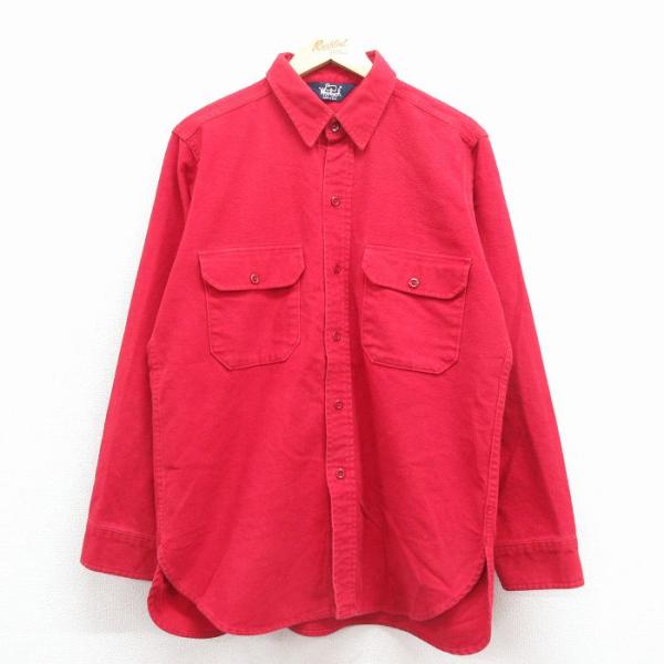 L/古着 ウールリッチ 長袖 ヘビー フランネル シャツ メンズ 90年代 90s USA製 赤 2...