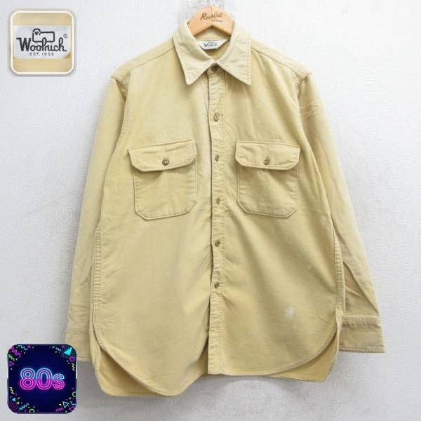 L/古着 ウールリッチ 長袖 フランネル シャツ メンズ 80年代 80s コットン 黄色 26ja...