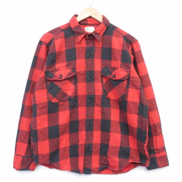 L/古着 メルトン MELTON 長袖 フランネル シャツ メンズ 80年代 80s コットン US...