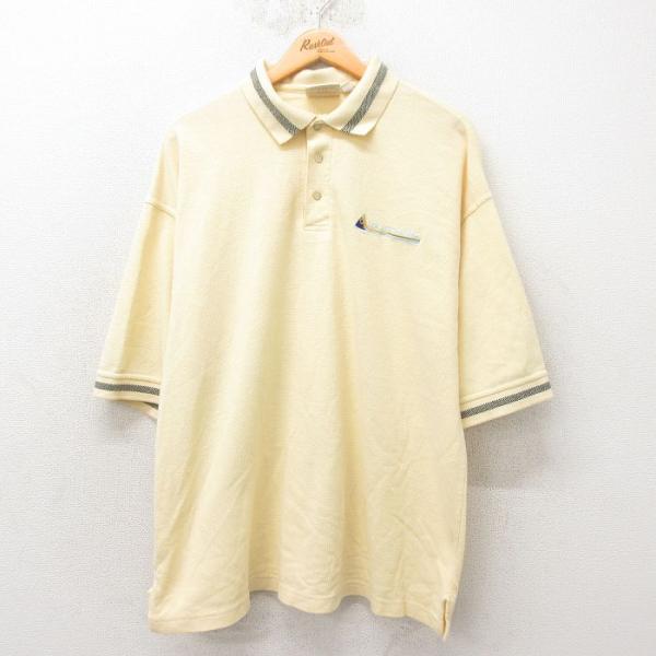 XL/古着 半袖 ポロ シャツ メンズ 90s CI 大きいサイズ 薄黄 イエロー 25jun02 ...