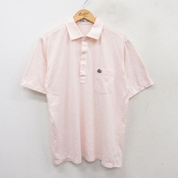 【50%OFF】L/古着 半袖 ポロ シャツ メンズ 80s ワンポイントロゴ 薄ピンク 25aug...