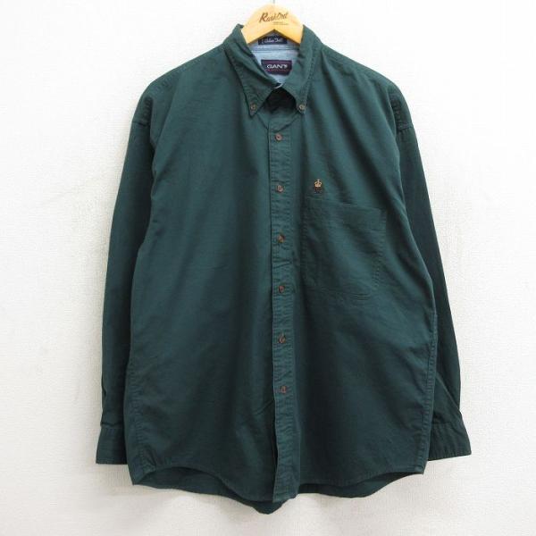 XL/古着 GANT 長袖 シャツ メンズ 90s コットン ボタンダウン 緑 グリーン 23sep...