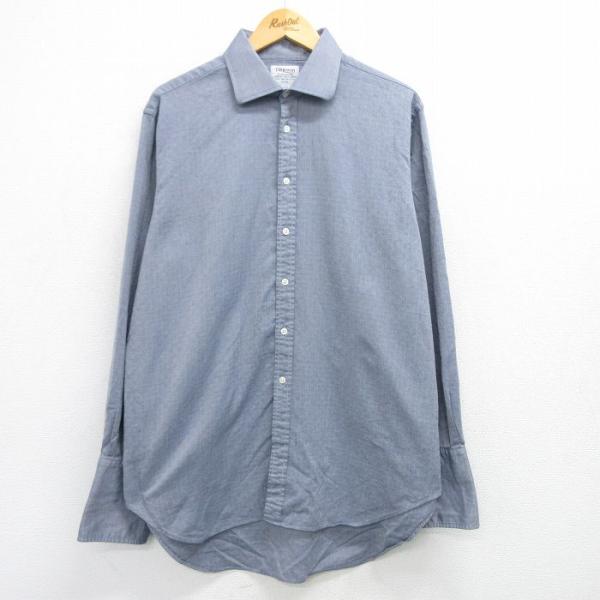 【50%OFF】XL/古着 長袖 シャツ メンズ 青 ブルー 25mar11 中古 トップス 5OF