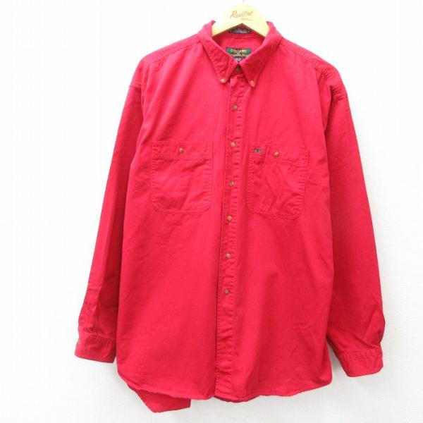 【50%OFF】XL/古着 長袖 シャツ メンズ 赤 レッド 25apr14 中古 トップス 5OF