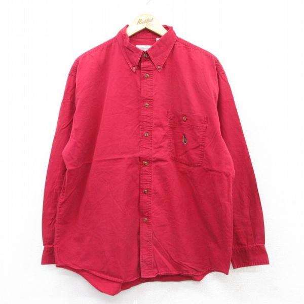 【50%OFF】XL/古着 ビューグルボーイ 長袖 シャツ メンズ 00s ワンポイントロゴ コット...