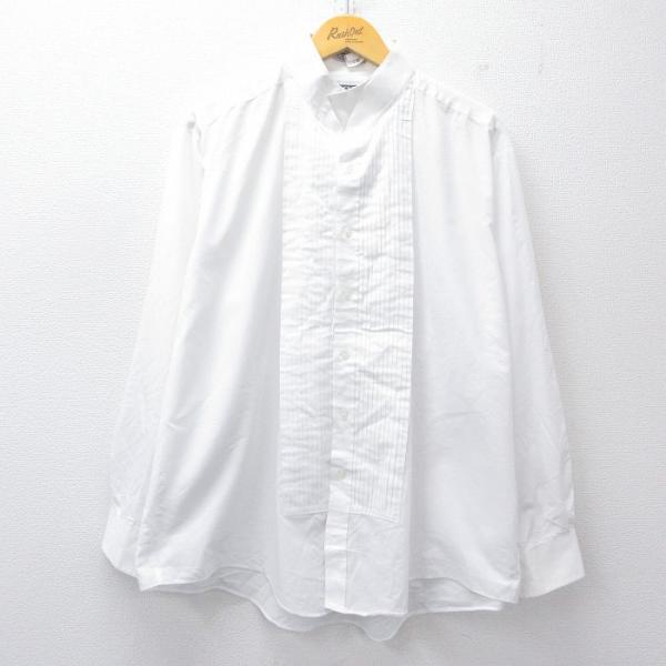 【20%OFF】XL/古着 長袖 シャツ メンズ 90s 大きいサイズ スタンドカラー 白 ホワイト...