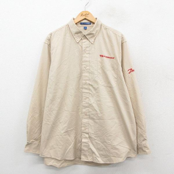 【20%OFF】XL/古着 長袖 シャツ メンズ FLODRAVLIC ロング丈 ベージュ 25no...