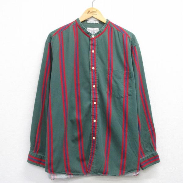 【20%OFF】XL/古着 長袖 シャツ メンズ 00年代 00s 大きいサイズ コットン ノーカラ...