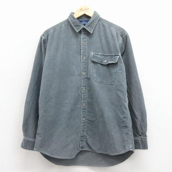 L/古着 ウールリッチ 長袖 シャツ メンズ 90年代 90s コーデュロイ グレー 26jan17