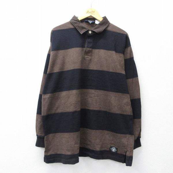 XL/古着 ウールリッチ 長袖 ラガー シャツ メンズ 90年代 90s コットン 茶他 ボーダー ...