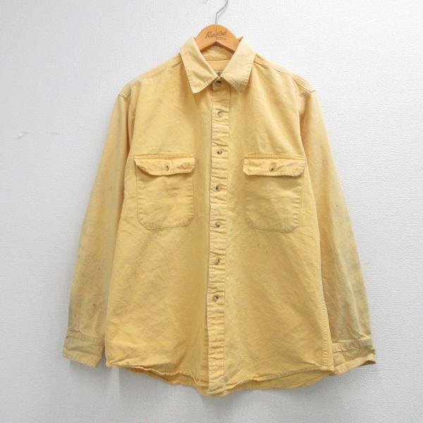 XL/古着 カベラス 長袖 シャツ メンズ 80年代 80s コットン 黄 26feb28