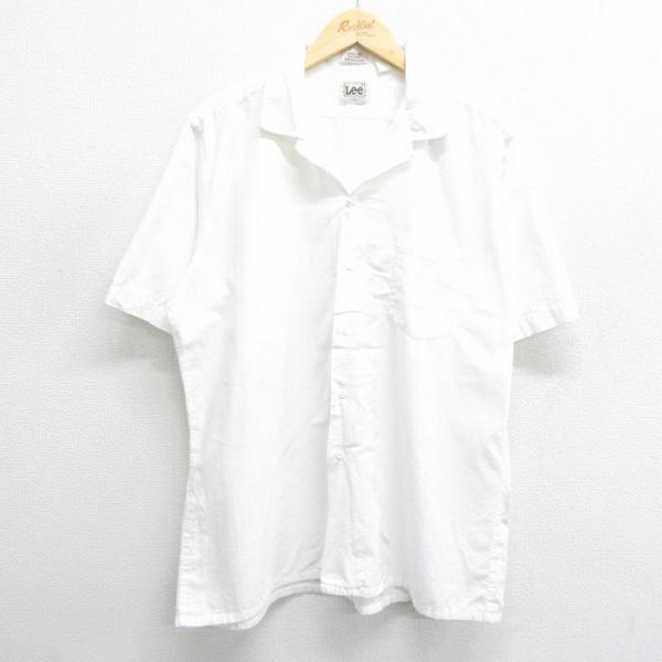XL/古着 リー Lee 半袖 シャツ メンズ 80s コットン 開襟 オープンカラー 白 ホワイト...