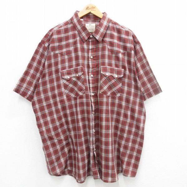 XL/古着 DEE CEE 半袖 ウエスタン シャツ メンズ 80s 大きいサイズ ロング丈 赤他 ...