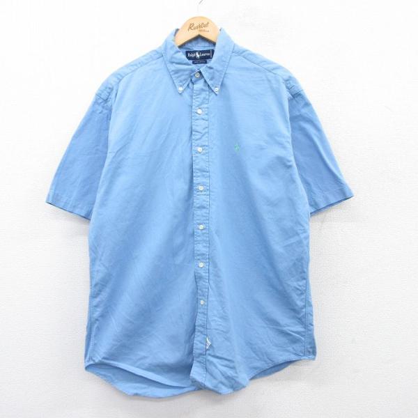 XL/古着 ラルフローレン 半袖 ブランド シャツ メンズ 90s ワンポイントロゴ ロング丈 コッ...