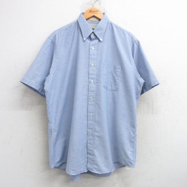 XL/古着 エルエルビーン LLBEAN 半袖 シャツ メンズ 80s オックスフォード 大きいサイ...