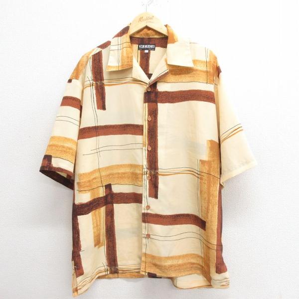 XL/古着 半袖 シャツ メンズ 開襟 オープンカラー 茶他 ブラウン 25may27 中古 トップ...