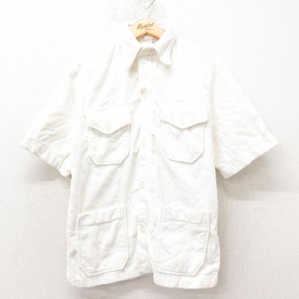 【50%OFF】M/古着 半袖 ビーチ シャツ メンズ 80s コットン 白 ホワイト 25jun1...