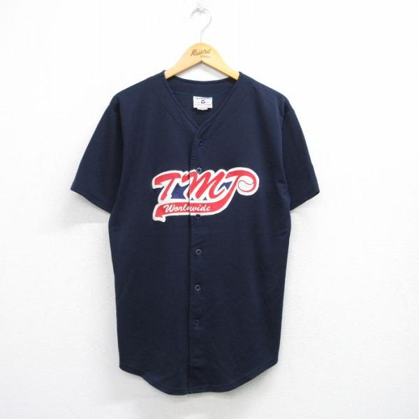 【50%OFF】M/古着 半袖 ベースボール シャツ メンズ 90s TMT 紺 ネイビー 25au...