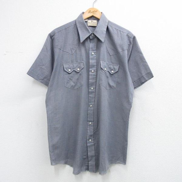 XL/古着 DEE CEE 半袖 ウエスタン シャツ メンズ 80年代 80s USA製 ライトブル...
