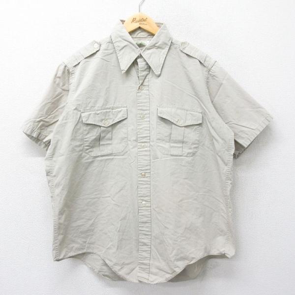 XL/古着 エルエルビーン LLBEAN 半袖 ビンテージ ワーク シャツ メンズ 70s ベージュ...