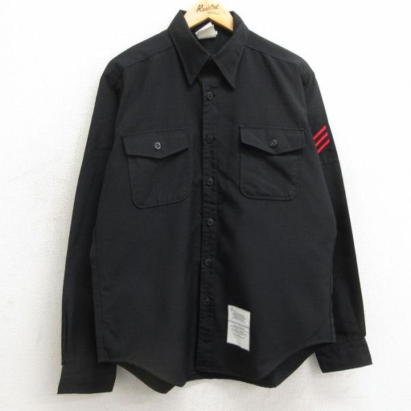 XL/古着 長袖 ミリタリー シャツ メンズ 00s 黒 ブラック 24feb17 中古 トップス