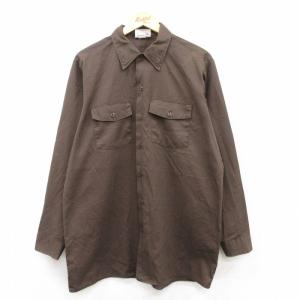 50%OFF】L/古着 長袖 ワーク シャツ メンズ 90s ロング丈 緑 グリーン
