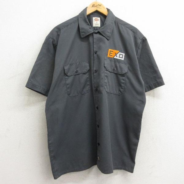 XL/古着 ディッキーズ Dickies 半袖 ワーク シャツ メンズ EXO 濃グレー 24may...