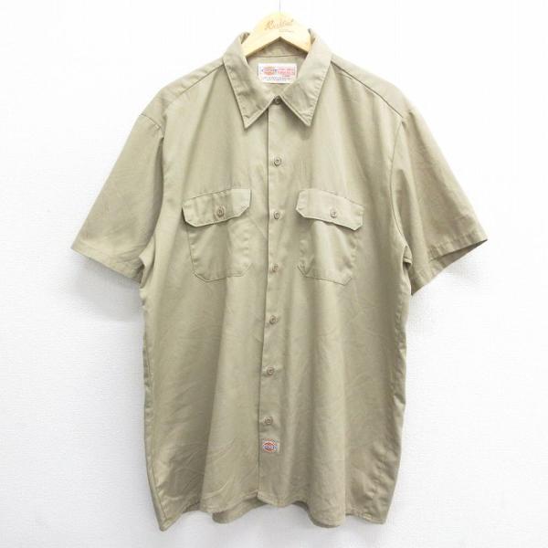 XL/古着 ディッキーズ Dickies 半袖 ワーク シャツ メンズ 90s 大きいサイズ ロング...