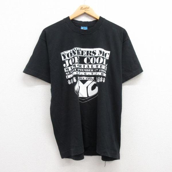 XL/古着 半袖 ビンテージ Tシャツ メンズ 90s バイク NYC コットン クルーネック 黒 ...