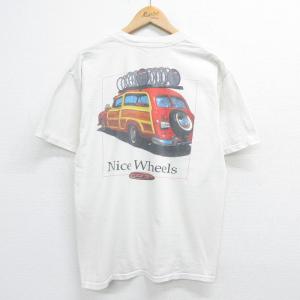 L/古着 半袖 ビンテージ Tシャツ メンズ 00s 車 ZIPP コットン クルーネック 白 ホワイト 23jul18 中古