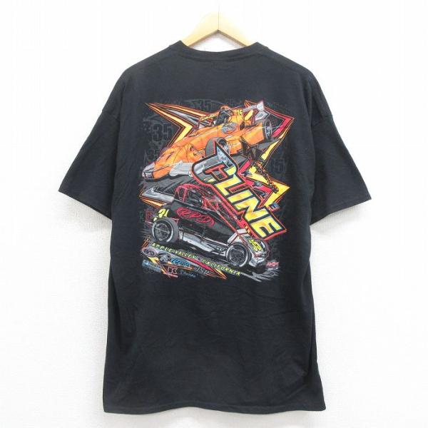 XL/古着 半袖 Tシャツ メンズ レーシングカー 大きいサイズ クルーネック 黒 ブラック 25a...