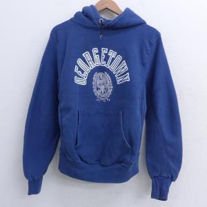 M/古着 長袖 スウェット パーカー 90s ジョージタウン カレッジ 紺 ネイビー 【spe】 21may21 中古 メンズ スエット トレーナー トップス