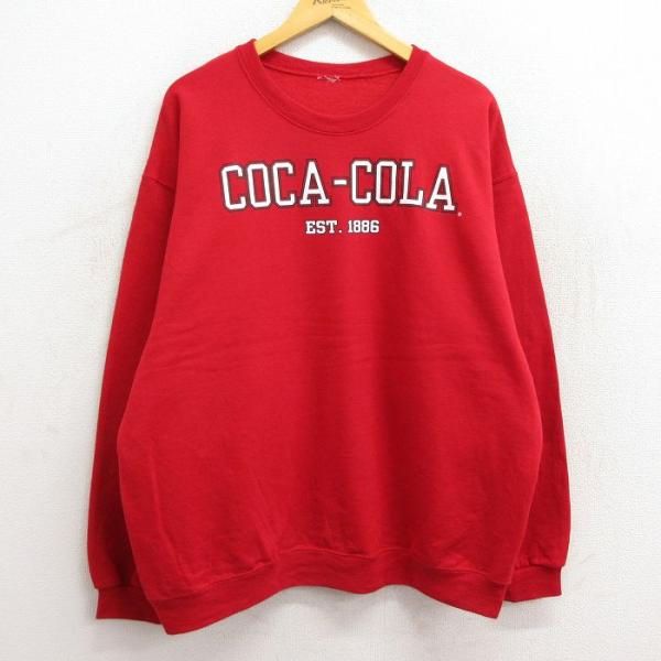 XL/古着 長袖 スウェット メンズ コカコーラ クルーネック 赤 レッド 23apr24 中古 ス...