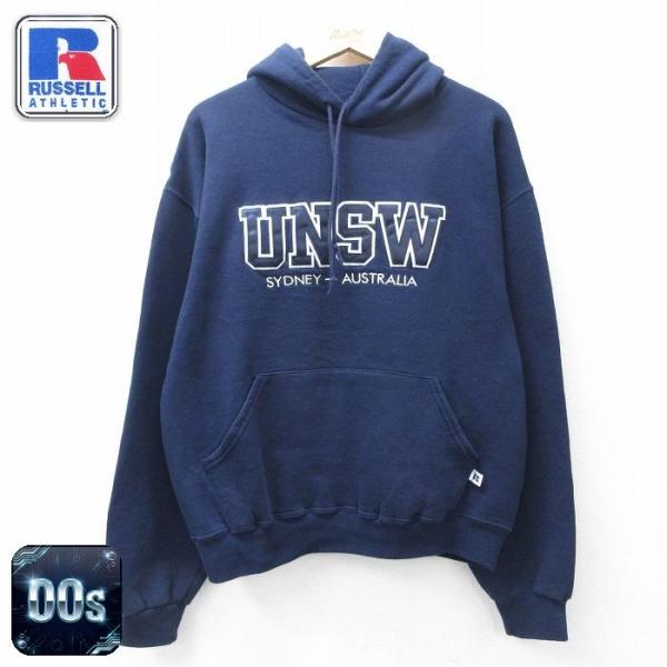 XL/古着 ラッセル 長袖 スウェット パーカー メンズ 00年代 00s UNSW 紺 spe 2...