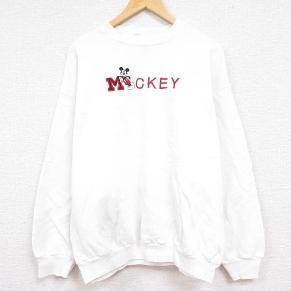 XL/古着 長袖 スウェット メンズ 90s ディズニー DISNEY ミッキー MICKEY MO...