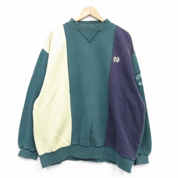 XL/古着 長袖 スウェット メンズ 00年代 00s 大きいサイズ マルチカラーモックネック ハイ...