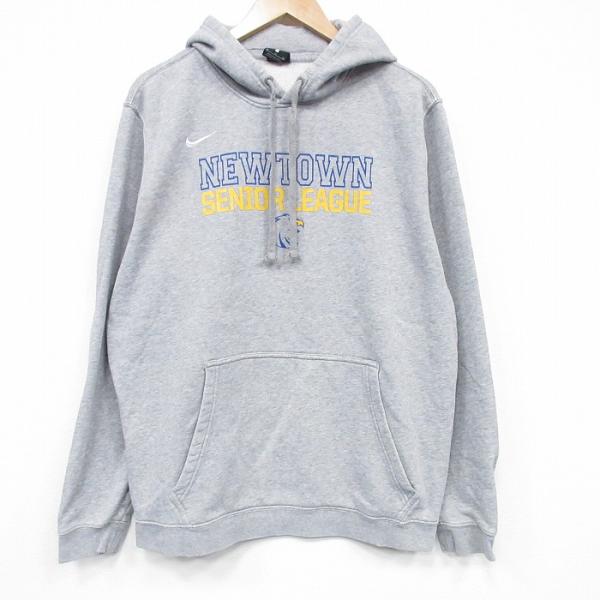 XL/古着 ナイキ NIKE 長袖 スウェット パーカー メンズ ニュータウン 薄グレー 霜降り 2...