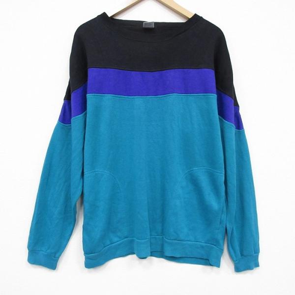 L/古着 ダンロップ 長袖 スウェット メンズ 80年代 80s アクリル ラグラン クルーネック ...