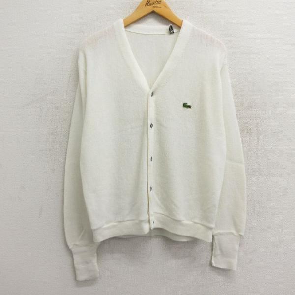 XL/古着 ラコステ LACOSTE 長袖 ブランド ニット カーディガン メンズ 90s ワンポイ...