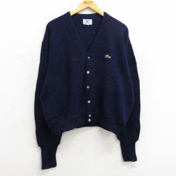 XL/古着 ラコステ LACOSTE IZOD 長袖 ブランド ニット カーディガン メンズ 90s...